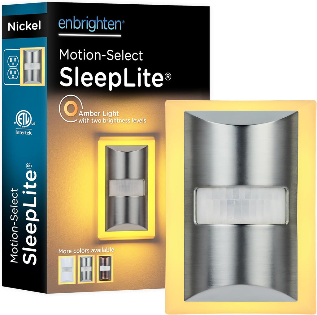 Enbrighten SleepLite LED Night Light Motion Sensor Nightlight Dusk to Dawn Amber Lights Ambient Lighting Room Decor for Bedroom Baby…