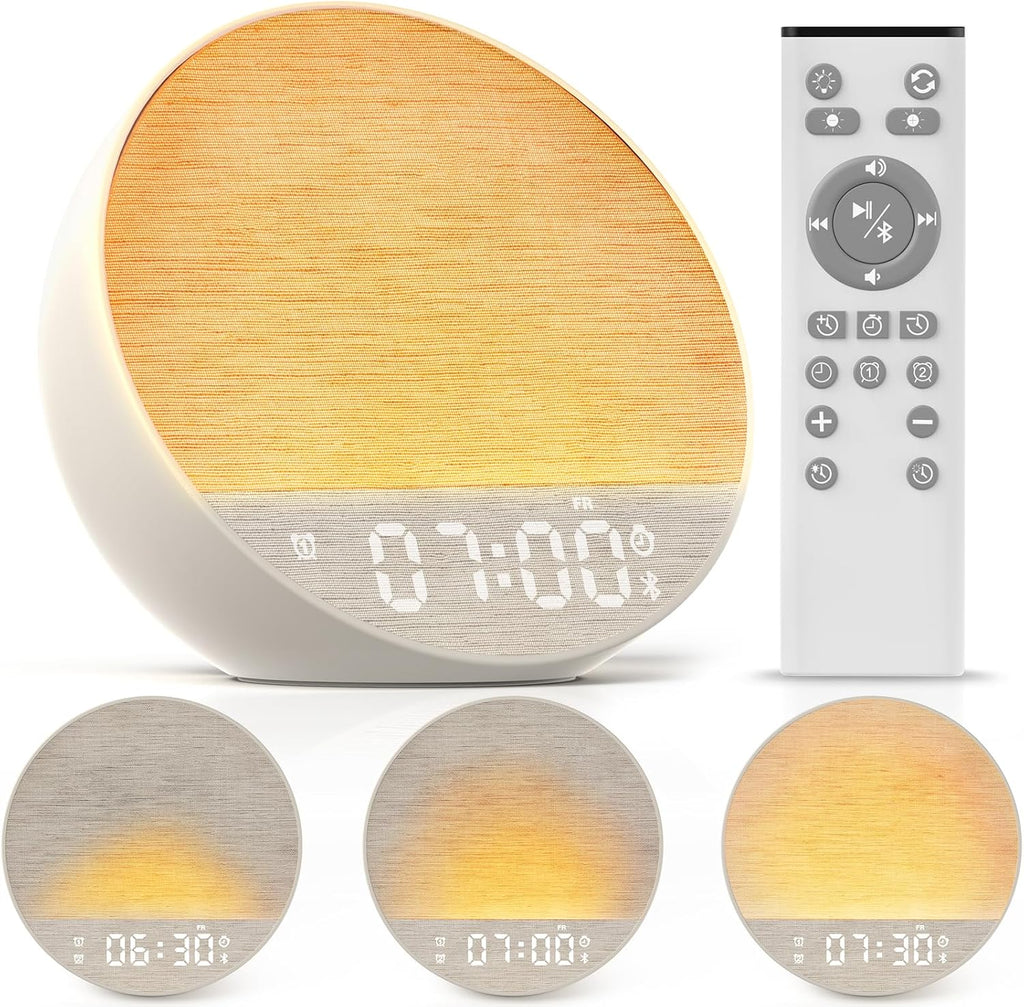 Tap-to-Snooze Sunrise Alarm Clock with Sound Machine, 36 Sounds White Noise Machine for Sleeping Adults, Gradual Sunrise Clock with…