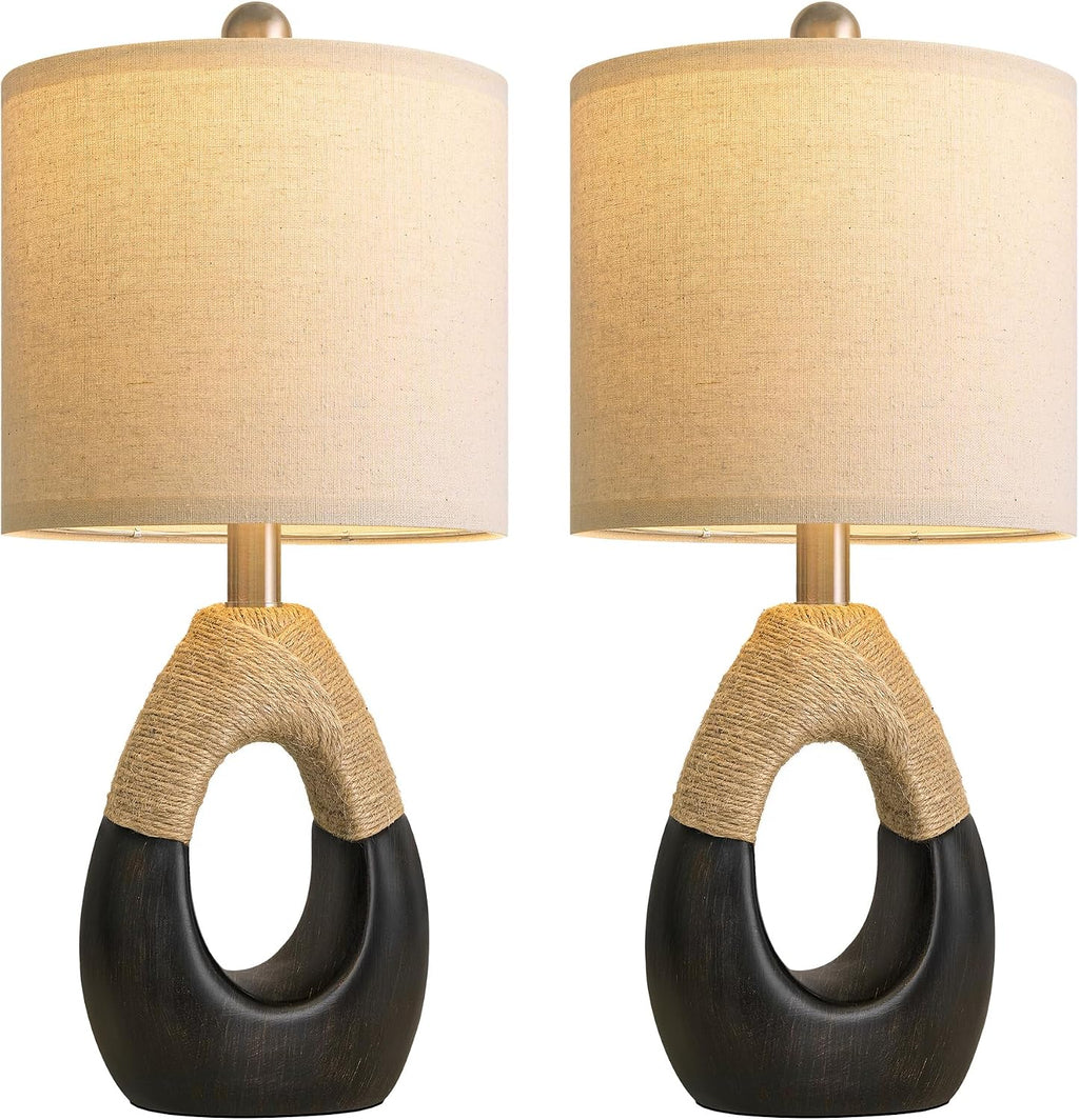 OYEARS 19" Table Lamps Set of 2, Bedside Lamps for Bedroom, Boho Lamps for Living Room, Rustic Lamps for Office, Vintage Design…