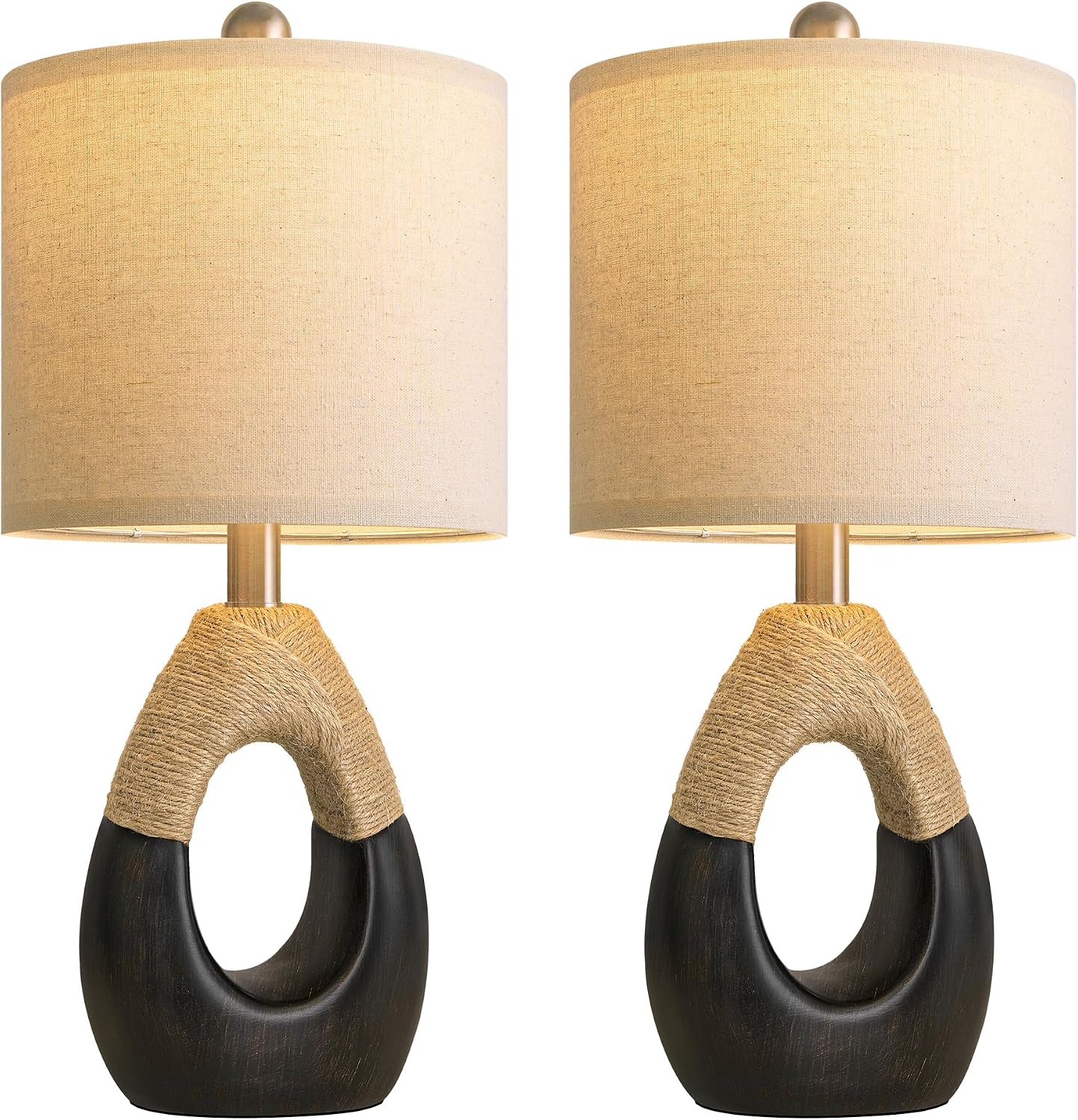 OYEARS 19" Table Lamps Set of 2, Bedside Lamps for Bedroom, Boho Lamps for Living Room, Rustic Lamps for Office, Vintage Design…