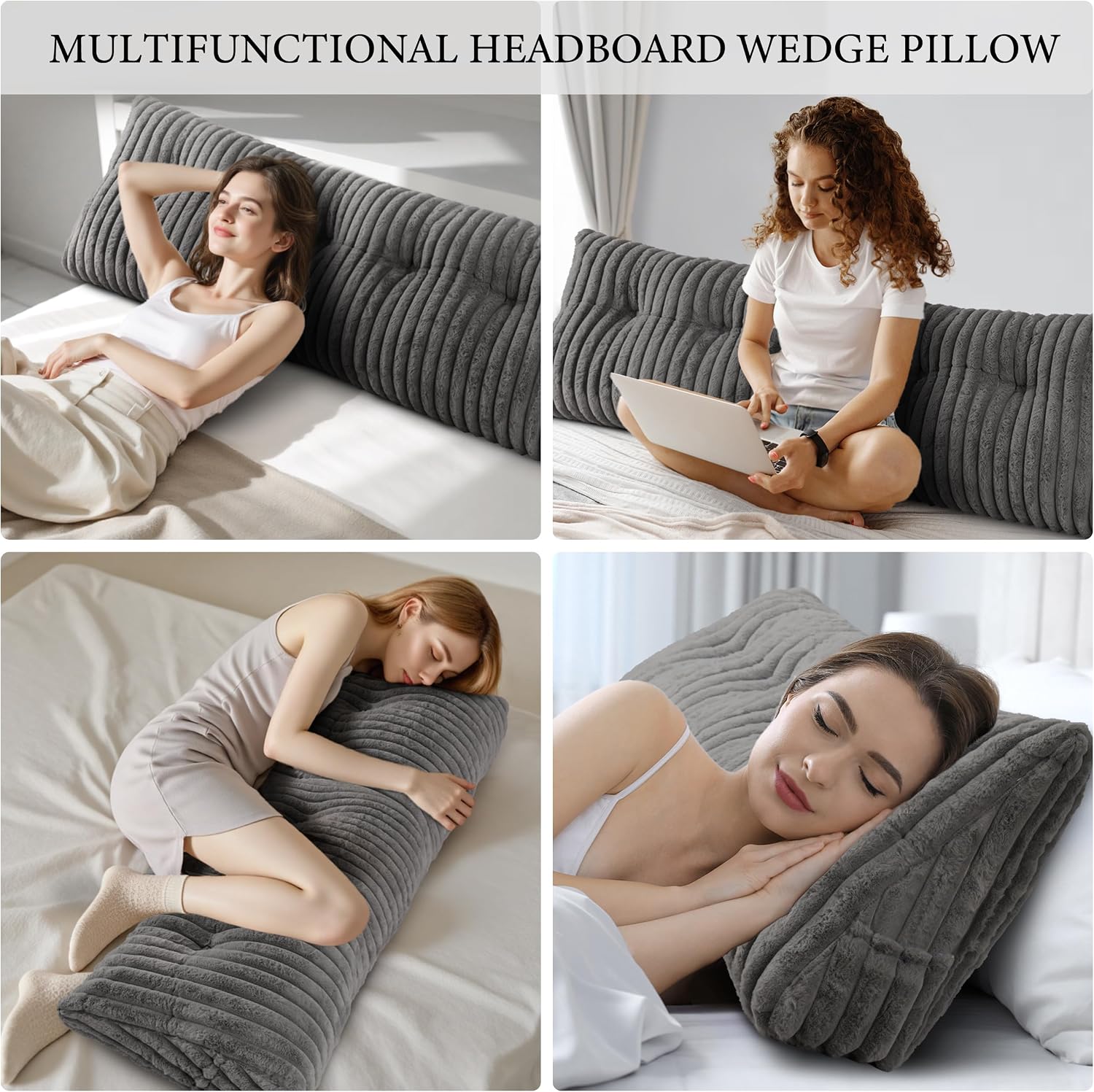 Headboard Pillow King, Triangular Wedge Pillow Headboard King, Cushion Headboards Reading Pillows, Backrest Pillows for Sitting in Bed or…