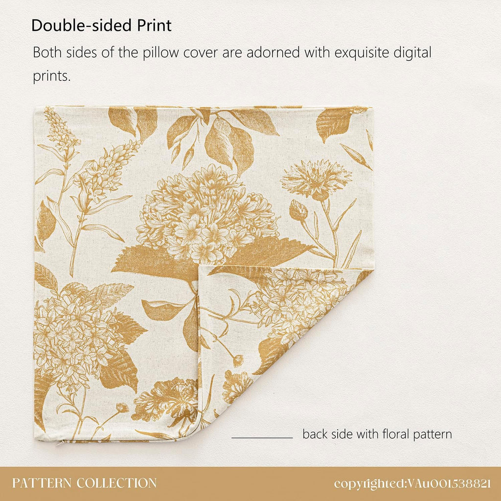 Foindtower Set of 2 Linen Floral Vintage Throw Pillow Covers Neutral Accent Print Decorative Cozy Cushion Covers Farmhouse Home Decor for…