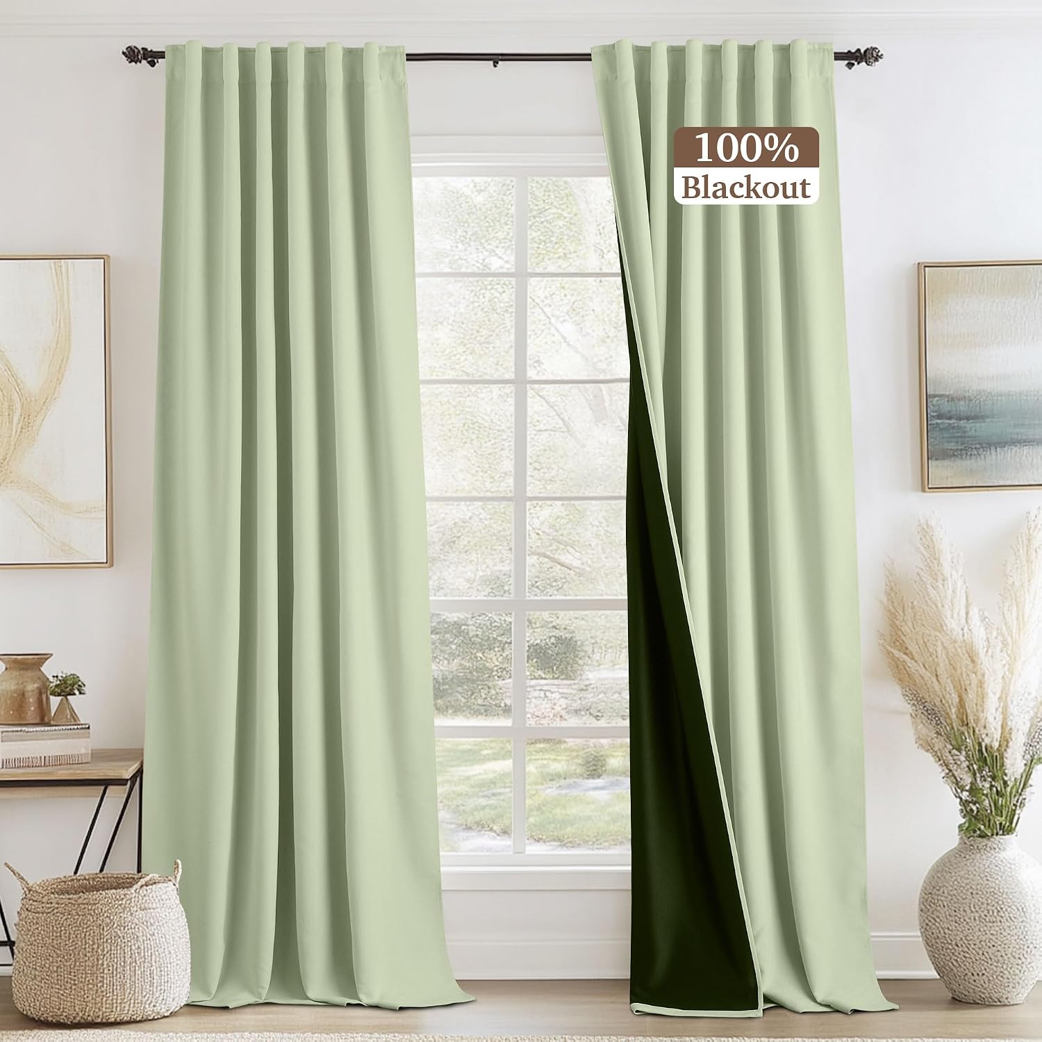 Rybhome RYB HOME Velvet Chenille Window Curtains 100 inches Long, Thick Blackout Thermal Insulated Vertical Luxury Drapes for Bedroom Nurse…