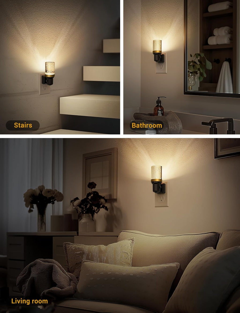JandCase Night Light, Dimmable Night Lights Plug into Wall, Auto On/Off Light Sensor Nightlight, 3000K Warm White 0-100LM Brightness LED…