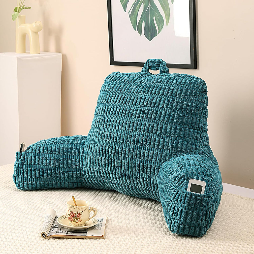 Pajeo Reading Pillow for Sitting in Bed with Arm Rests,100% 7D Fiber Filling Sitting Pillow for Back Support, Oeko-TEX Certified Backrest Pi…
