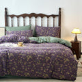 mixinni Vintage Floral Duvet Cover King Set - Purple & Green Reversible Jacquard, 100% Yarn-Dyed Double-Layer Cotton, Breathable Luxury Bed…