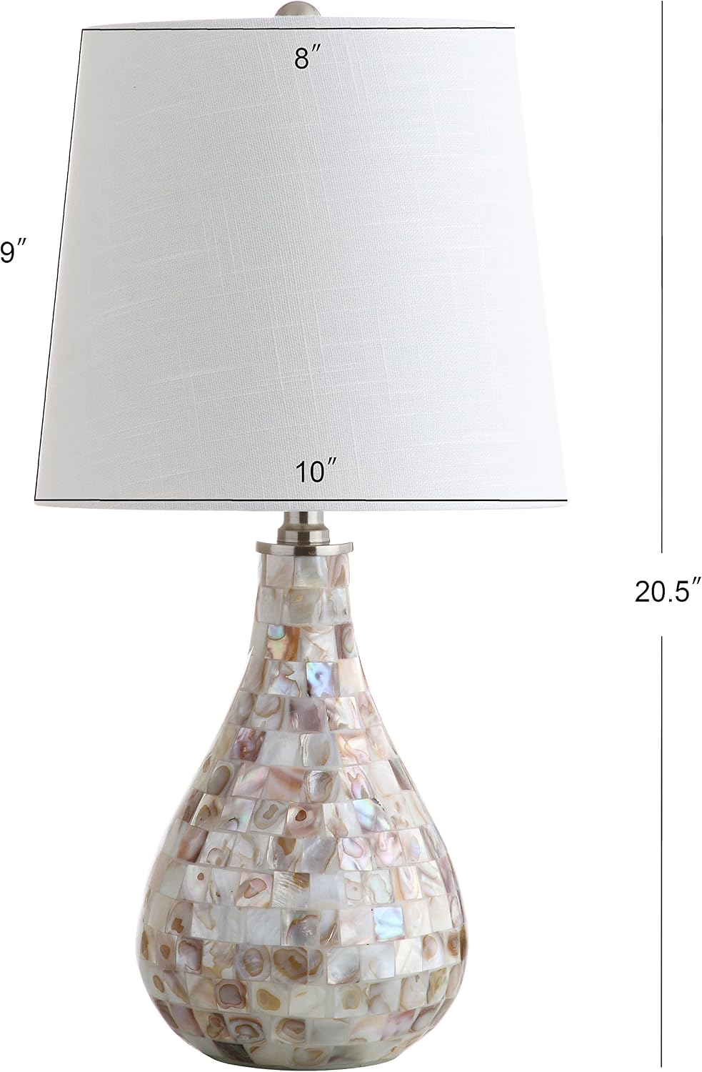 JONATHAN Y 20.5" Seashell Coastal Mini LED Table Lamp for Living Room Office, White Linen Drum Shade, Modern Mother of Pearl Bedside…