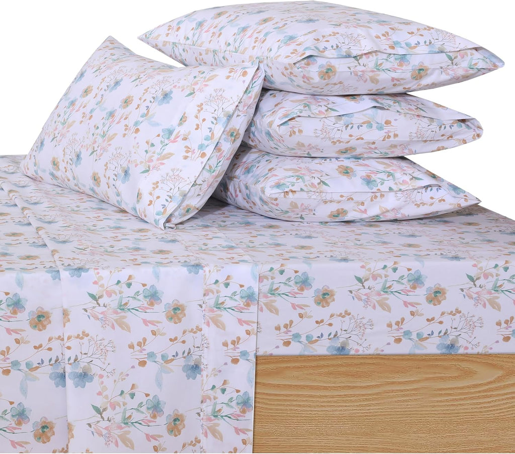 Ruvanti 100% Cotton Percale Sheets Twin XL Size 4 Piece Set, Cooling Bed Sheets for Hot Sleepers, Deep Pocket 16”, Breathable Lightweight &…