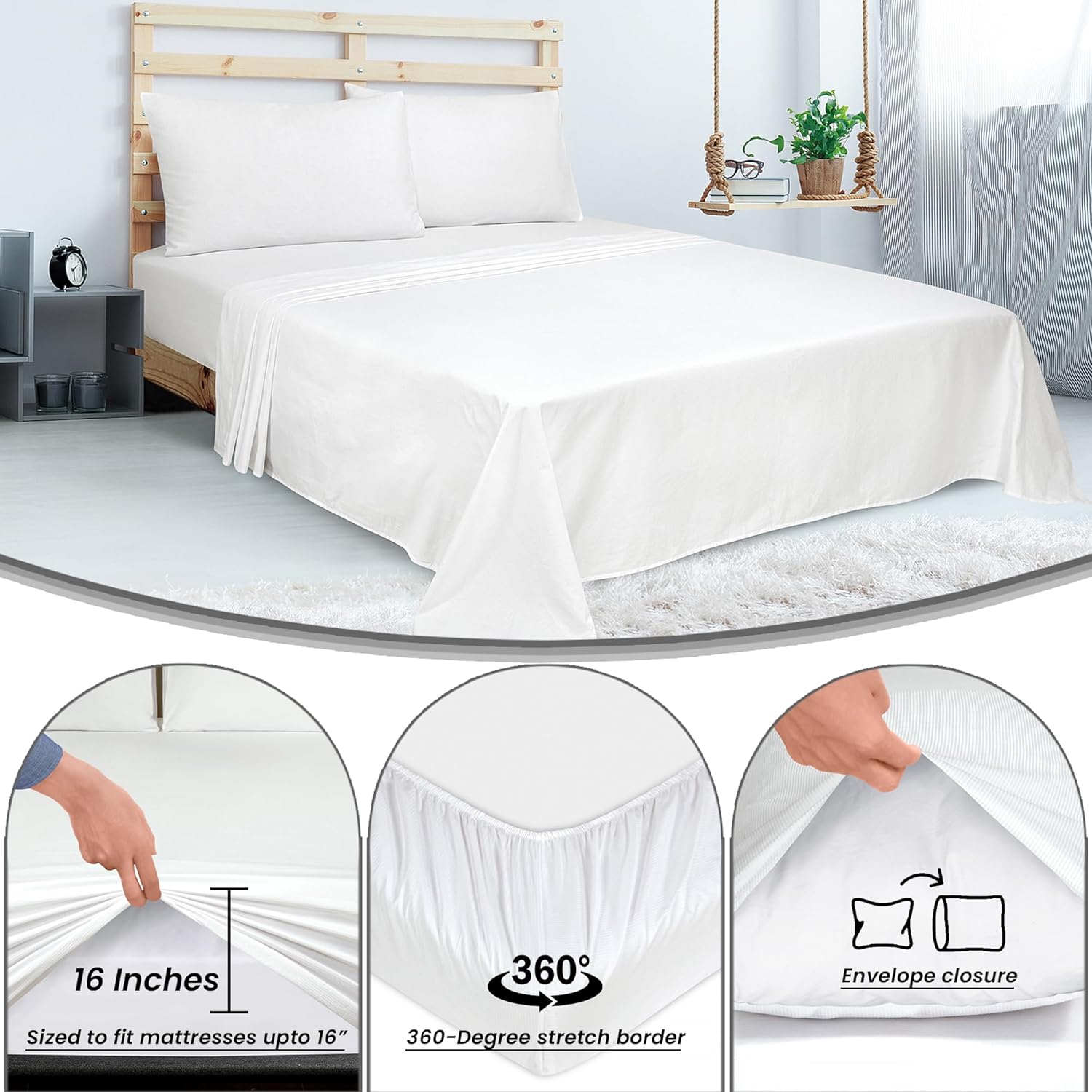 Royalelinens Royale Linens 300 Thread Count 100% Long Staple Combed Cotton Stripe Sheet Set - 4 Piece Queen Bed Sheets - 1 Fitted, 1 Flat &…