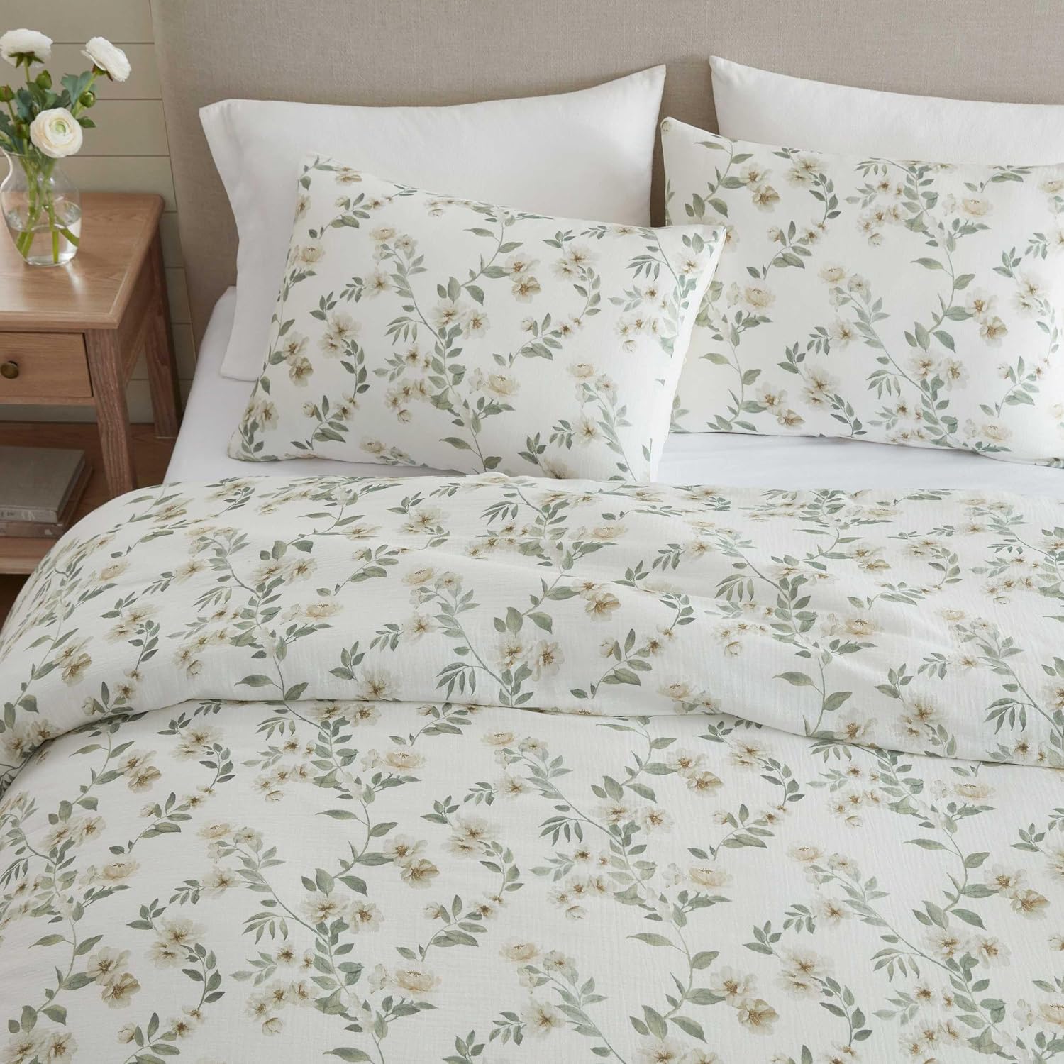 MarthaStewart Martha Stewart - Twin Duvet Cover Set, Soft Cotton with Crisp & Tailored Naturally Smooth Cotton Percale Reverse, Lightweight…