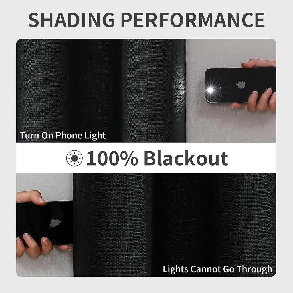 Joydeco Blackout Curtains 120 Inches Long 2 Panels Burg, Room Darkening Curtains for Bedroom, 100% Black Out Textured Thermal Drapes Privac…