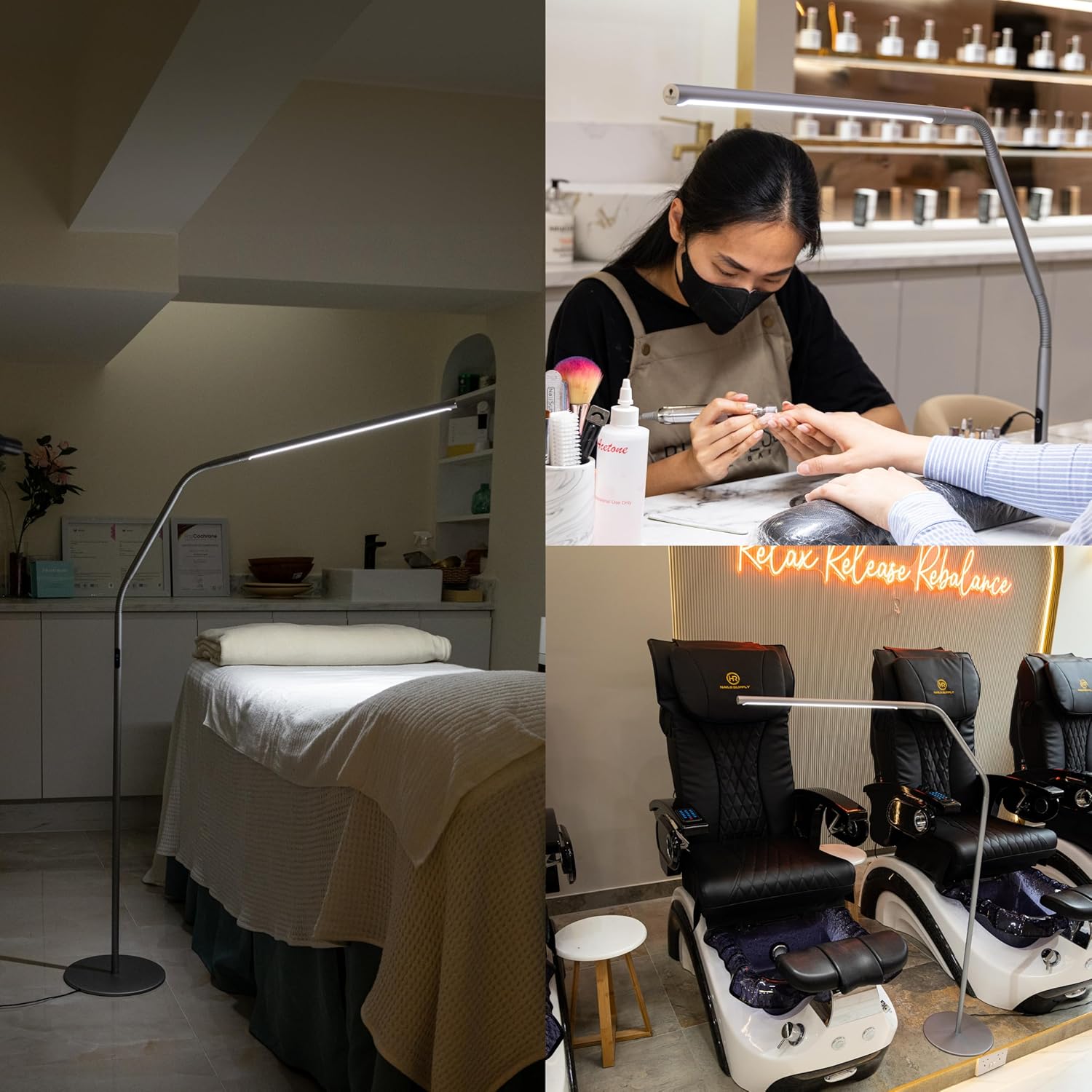 DaylightCompany-USA Daylight line 4 LED Floor Lamp - 6,000K, 3,200 Lux, 4 Brightness Levels, USB-C Port for Fast Charging - Sleek Desig…