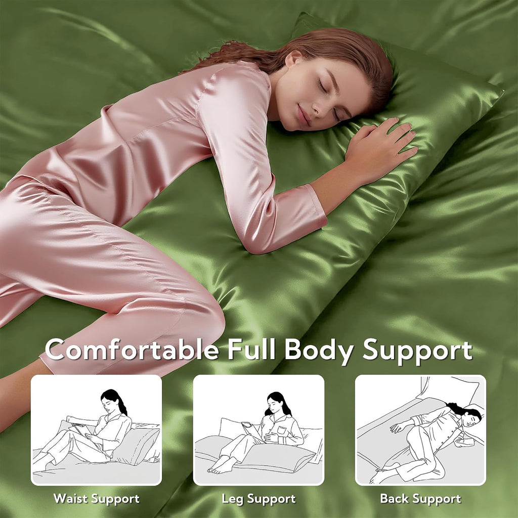 MR&HM Satin Body Pillow Cover, Soft and Breathable Body Pillow Case with Envelope Closure, Cooling and Silky Long Pillowcase for Hair and…