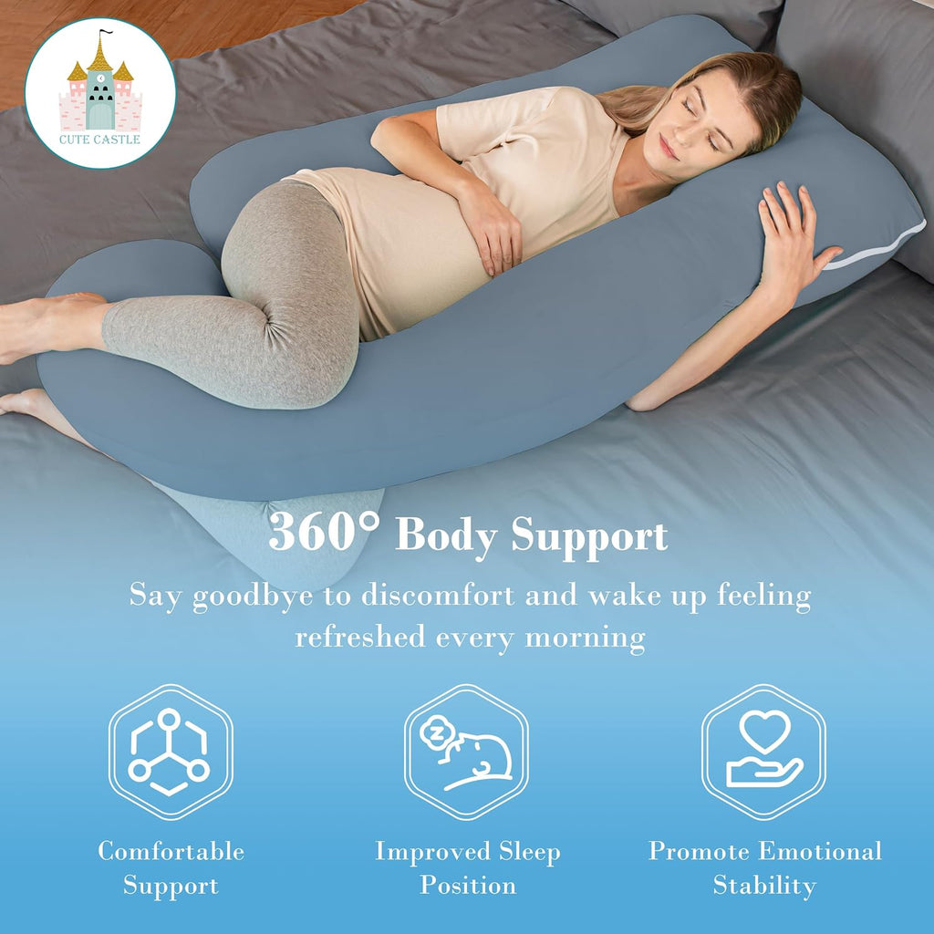 Cute Castle Cooling Cover Pregnancy Pillows, Soft U-Shape Maternity Pillow with Removable Cover - Full Body Pillows for Adults Sleeping…