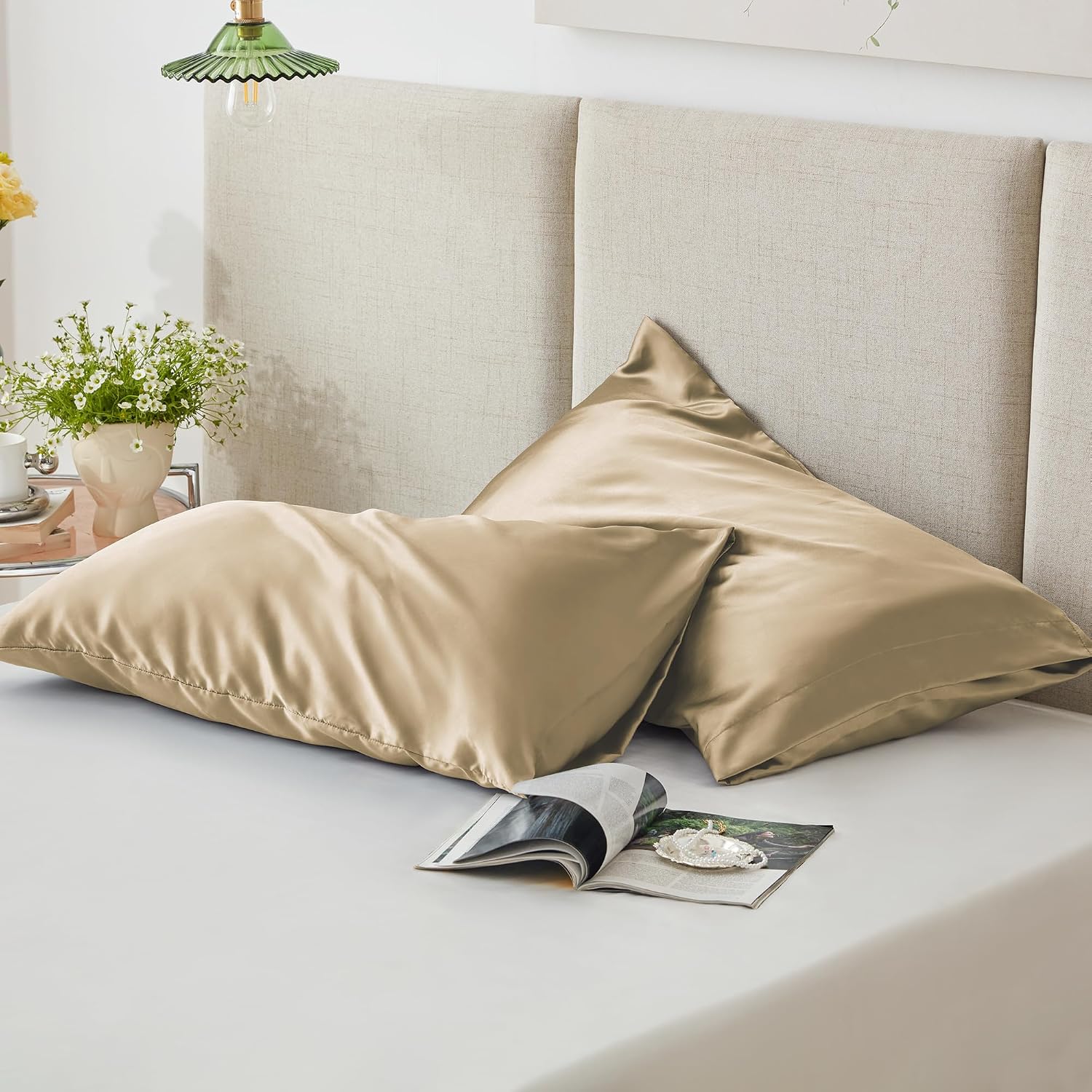 Lovescabin Love's cabin Satin Pillowcase Set of 2 Standard Size 20x26, Cooling Pillow Covers for Hair and Skin, Silky Smooth with Envelope…