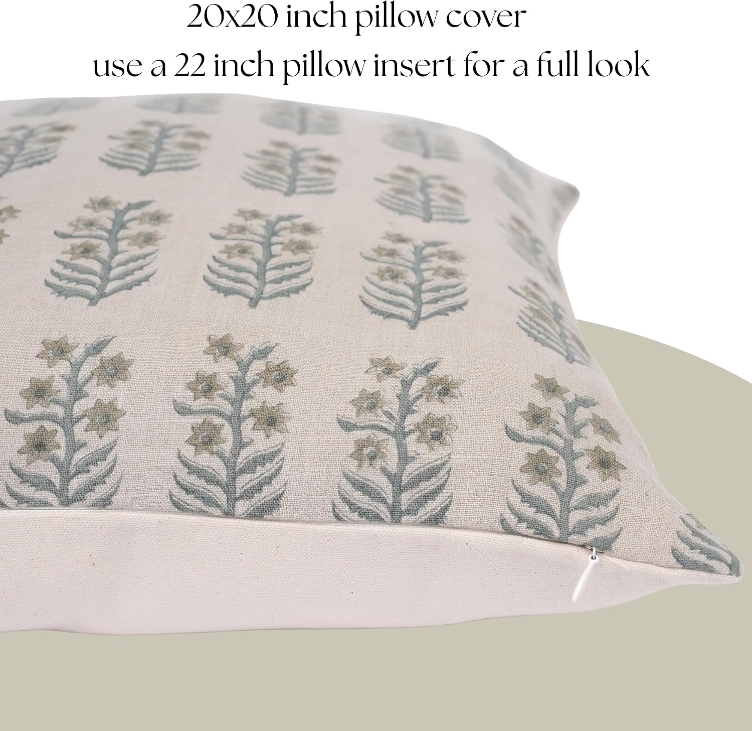 LineandLoop Linen Throw Pillow Covers 20x20 inch Soft Green Spring Decorative Pillow Covers for Living Room, Bedroom 2 inches Cotton Green