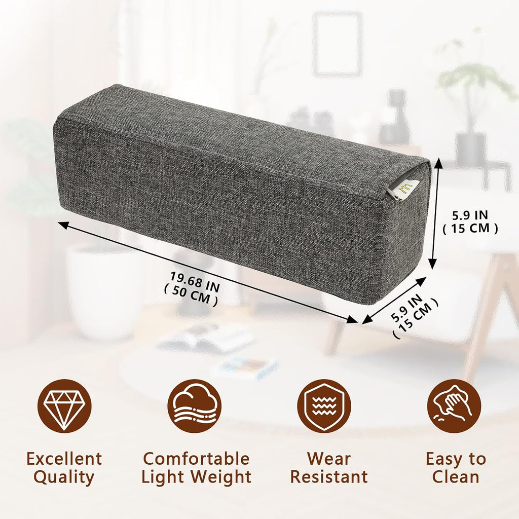 MMuteTouch 2 Pack Couch Arm Rest Pillow, 6''x6''x20'' Linen Cover, High Density Foam Armrest Cushion, Removable & Washable Elbow Support fo…