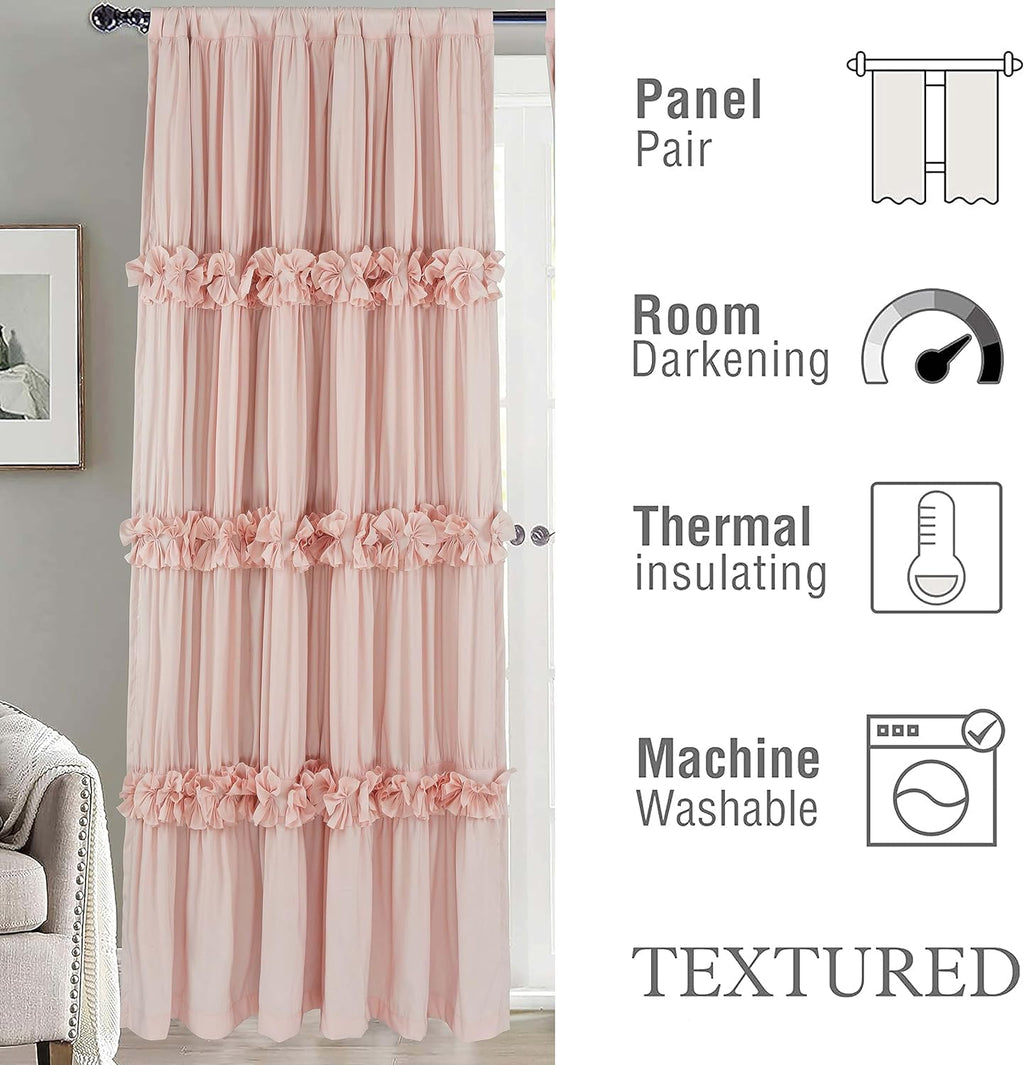 Homechoice Decor Thermal Insulated Blackout Window Curtains, 54" W x 84" L x 2 Panels, Boho Ruched Window Treatments with 3 Rows of…