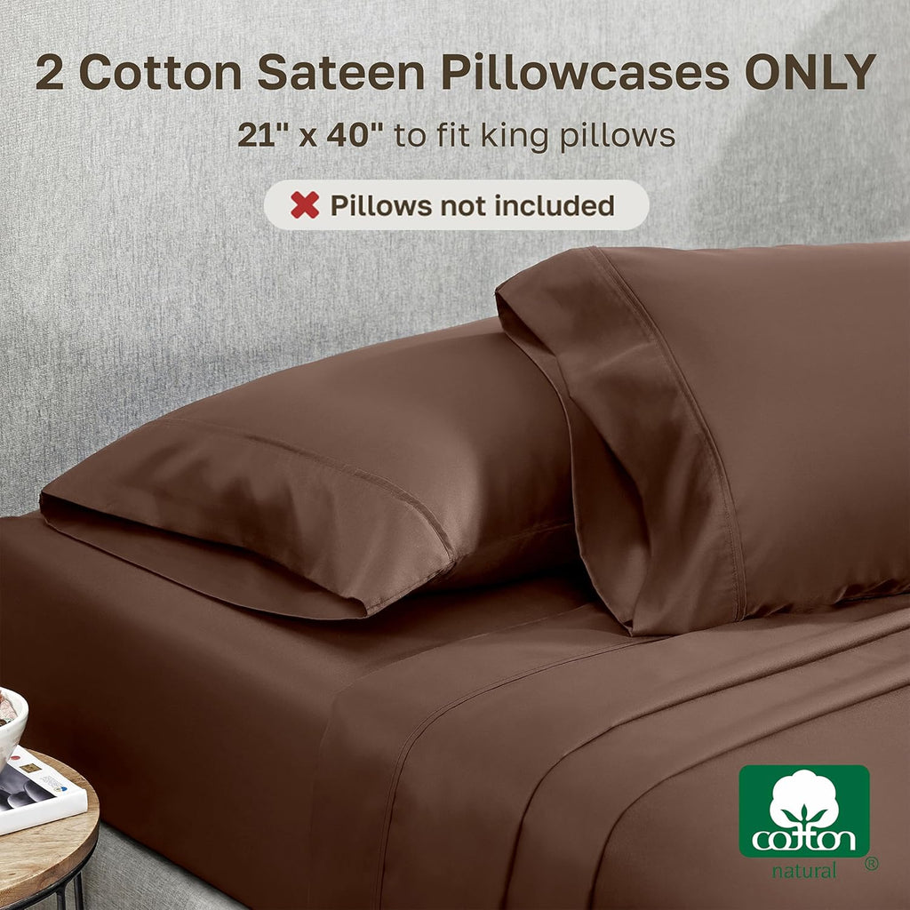 CaliforniaDesignDen California Design Den Cotton King Pillowcase Set - 400 Thread Count, 100% Cotton Sateen Pillowcases, Set of 2 Pillow Co…