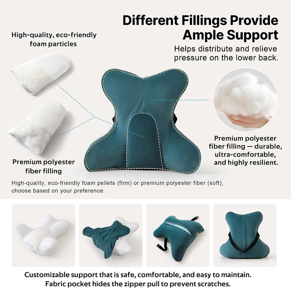 Ailuteie Lumbar Support Pillow (Pat. Pend) for Car Seat, Office Chair, Couch & Recliner, Ergonomic Back Support for Chair, Lower Back, wit…