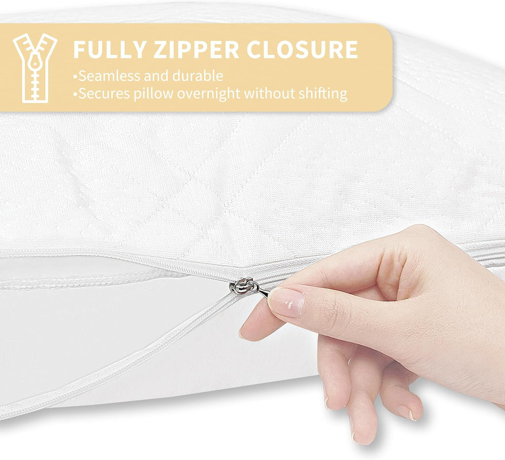 SafeandSound Safe and Sound Zipper Waterproof Pillow Protector, 3D Jacquard Standard Size Breathable Soft Pillow Cover Case, Zippered Hotel…
