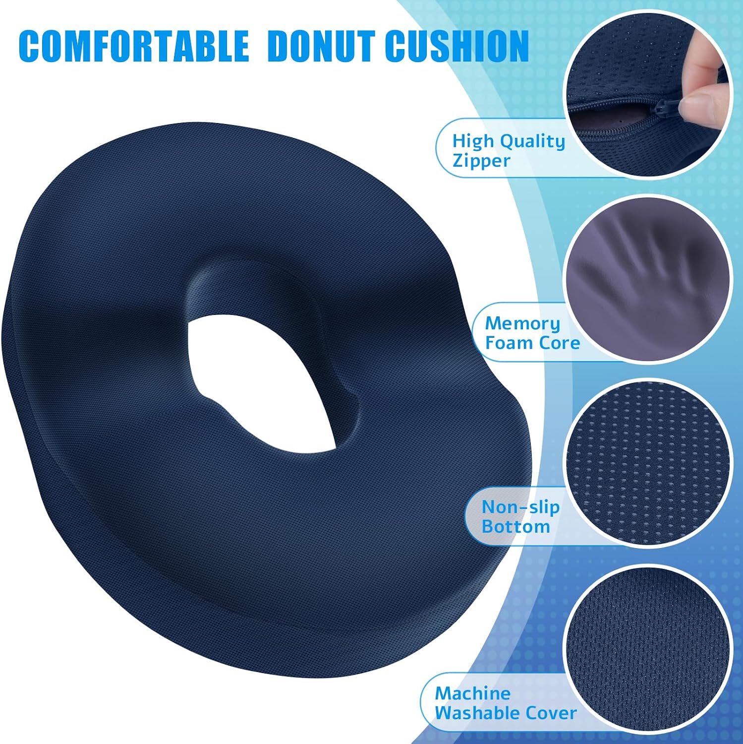 BlissTrends Donut Pillow Seat Cushion, Donut Chair Cushions for Postpartum Pregnancy & Hemorrhoids, Tailbone Cushion, Memory Foam Lifting C…