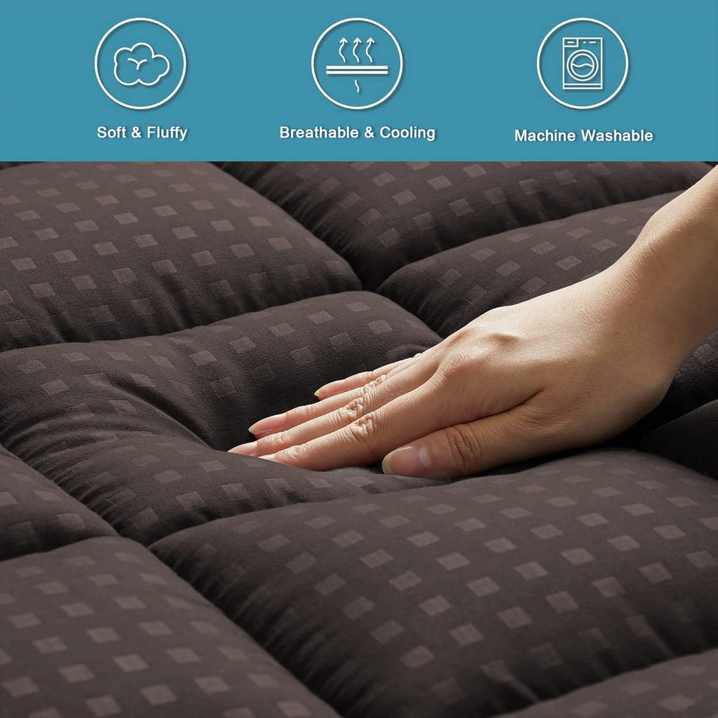 HYLEORY Twin Mattress Pad Quilted Fitted Mattress Protector Cooling Pillow Top Mattress Cover Breathable Fluffy Soft Mattress Topper with…