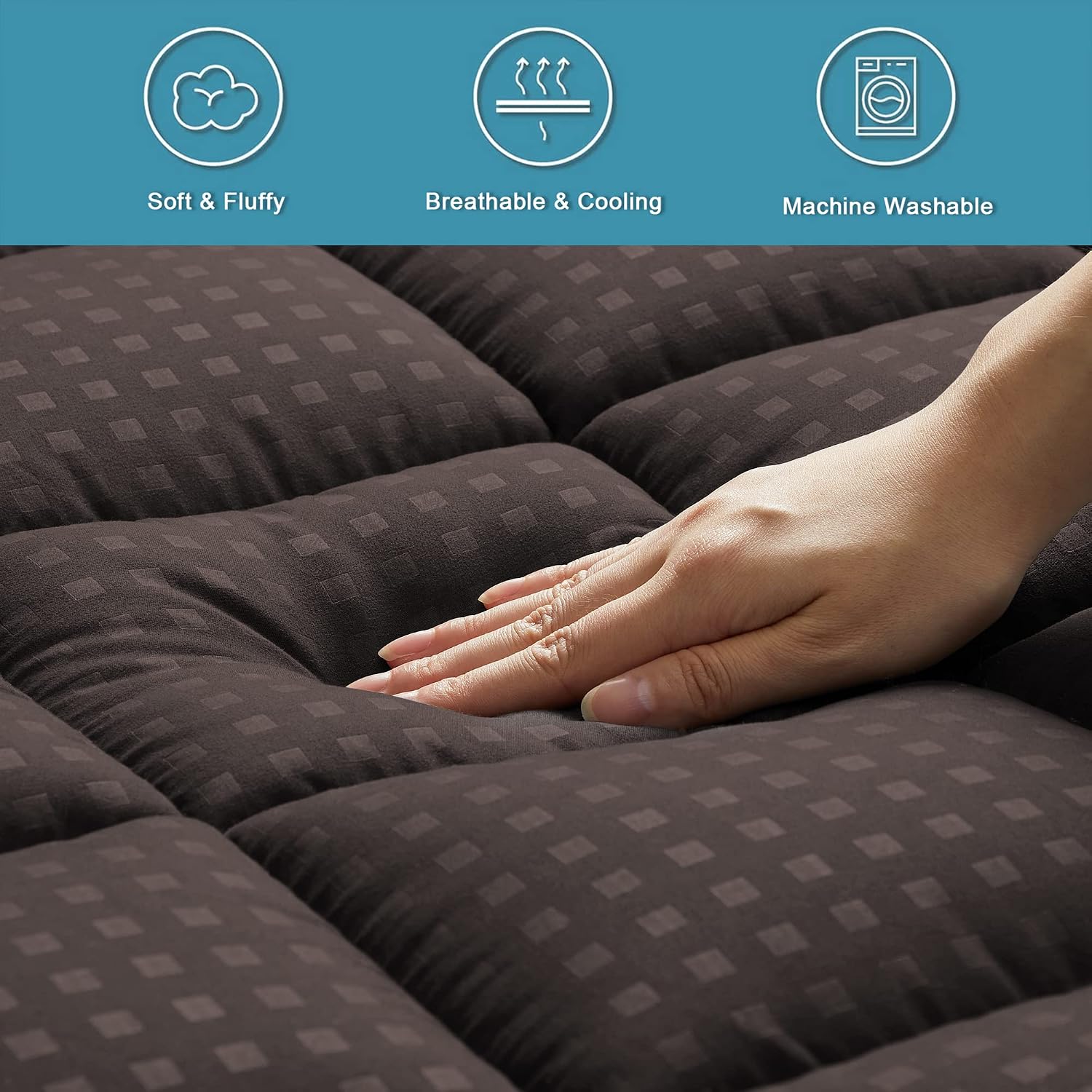 HYLEORY Twin XL Mattress Pad Quilted Fitted Mattress Protector Cooling Pillow Top Mattress Cover Breathable Fluffy Soft Mattress Topper…