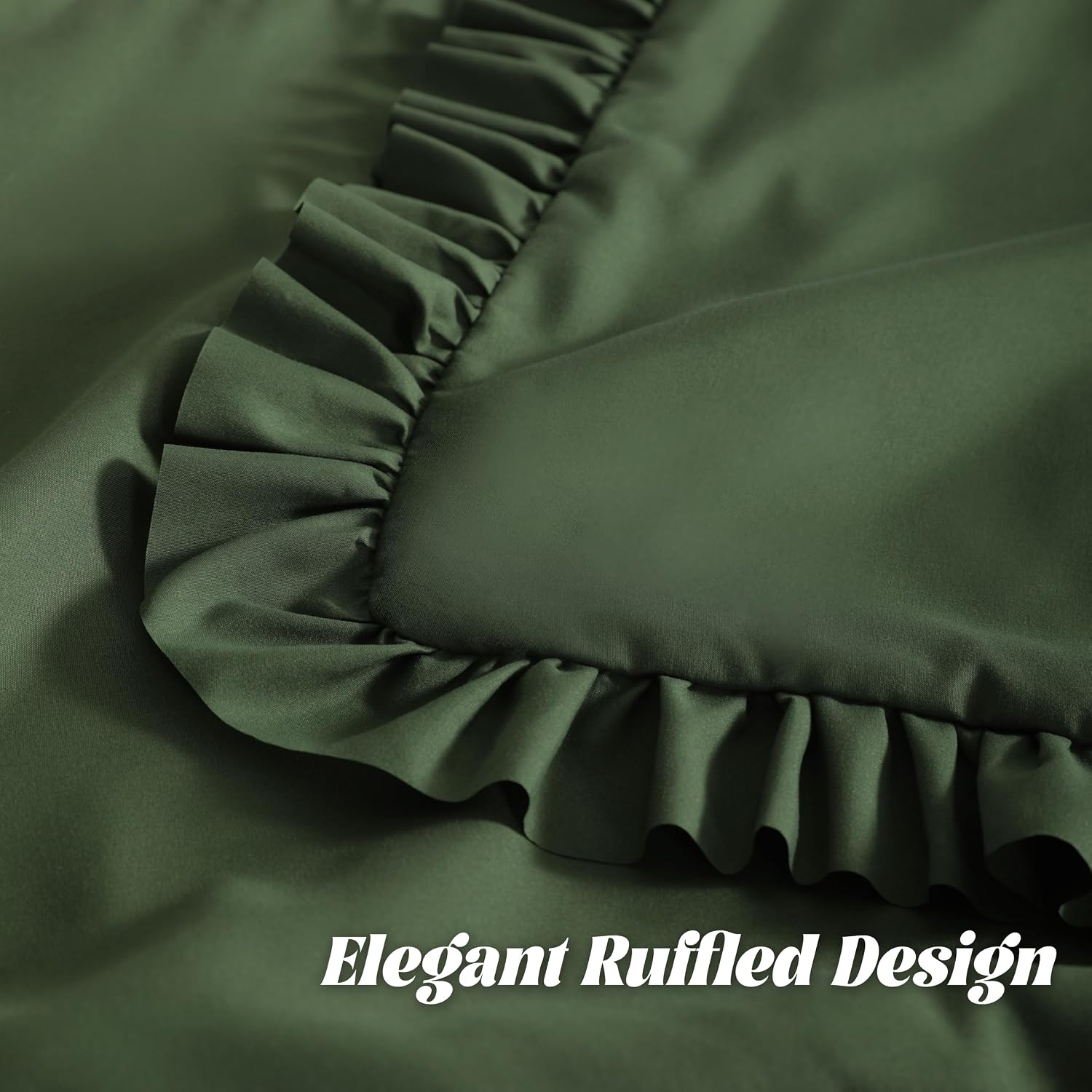Bedsum Ruffled Pillow Shams King 20x36 Set of 2, Brushed Microfiber Pillowcases with Envelope Closure, Soft Wrinkle-Resistant, Olive Green…