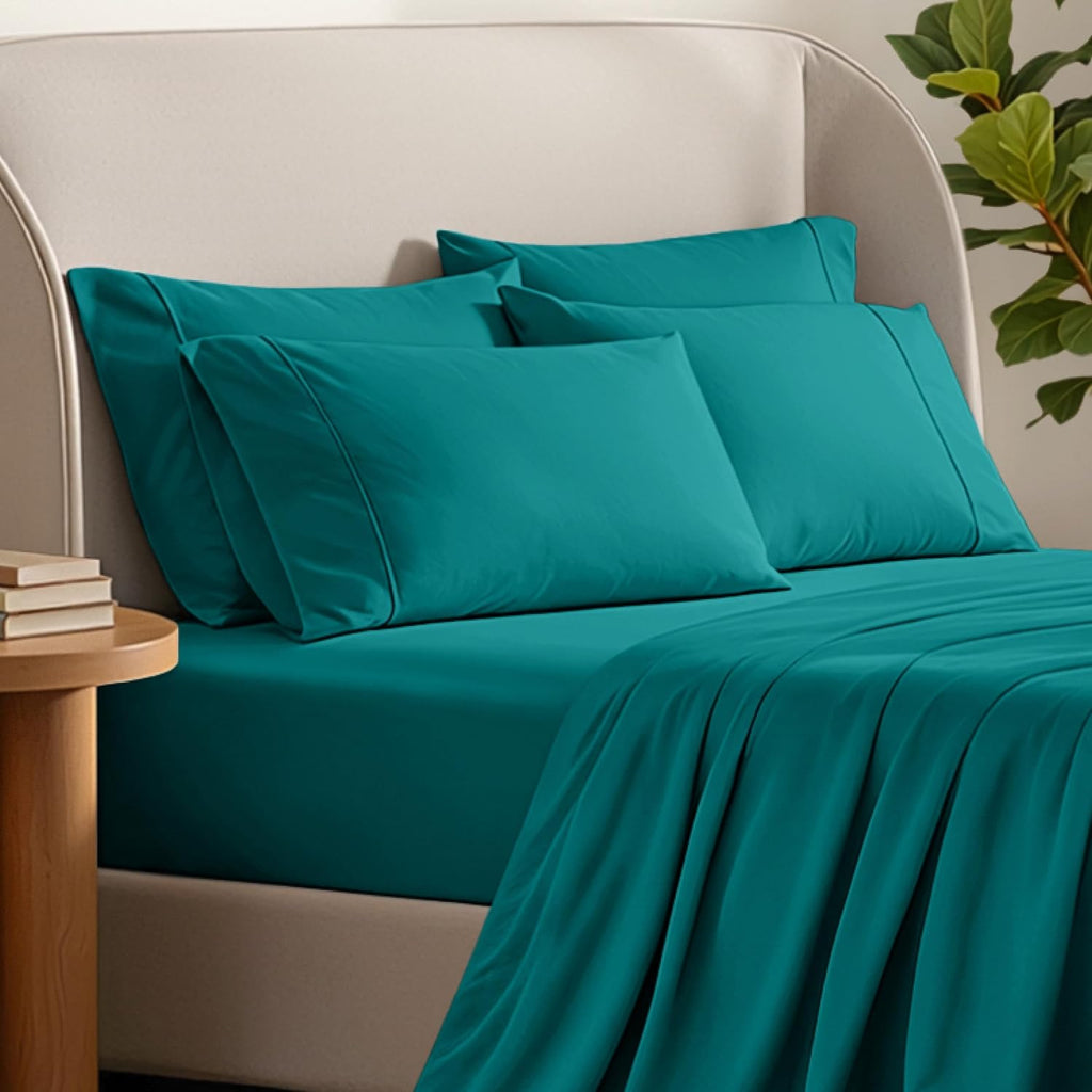 BareHome Bare Home Microfiber Bulk Pillow Cases - Standard/Queen Size Set of 4 - Cooling Pillowcases - Double Brushed - Emerald Pillowcases…