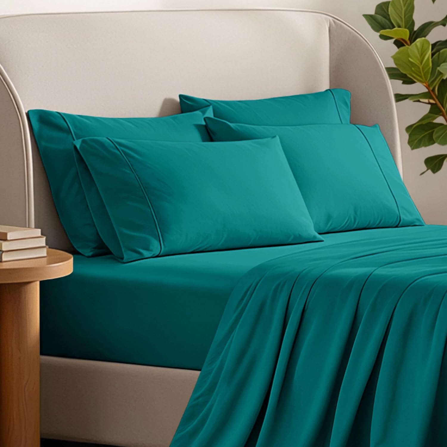 BareHome Bare Home Microfiber Bulk Pillow Cases - Standard/Queen Size Set of 4 - Cooling Pillowcases - Double Brushed - Emerald Pillowcases…