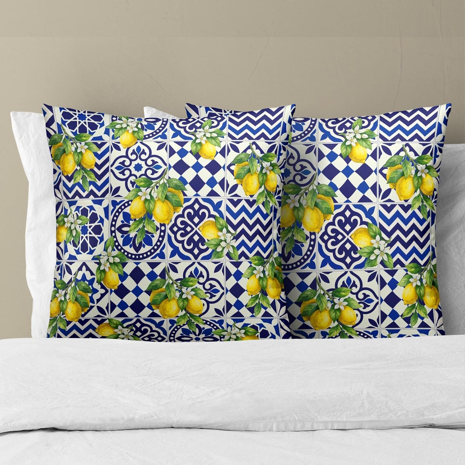 Lemon Mexican Tilt Pillow Covers 18x18 Inch Set of 2 Lemon Decor Italian Gifts Throw Pillow Cases Spring Summer Party Holiday Decorative…