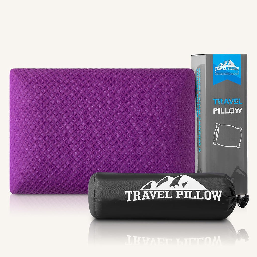 Peujew Travel Pillow Memory Foam Pillows, Camping Pillow-Compressible Medium Firm, Breathable Cover, Ideal Backpacking Hiking, Bed Pillows,…