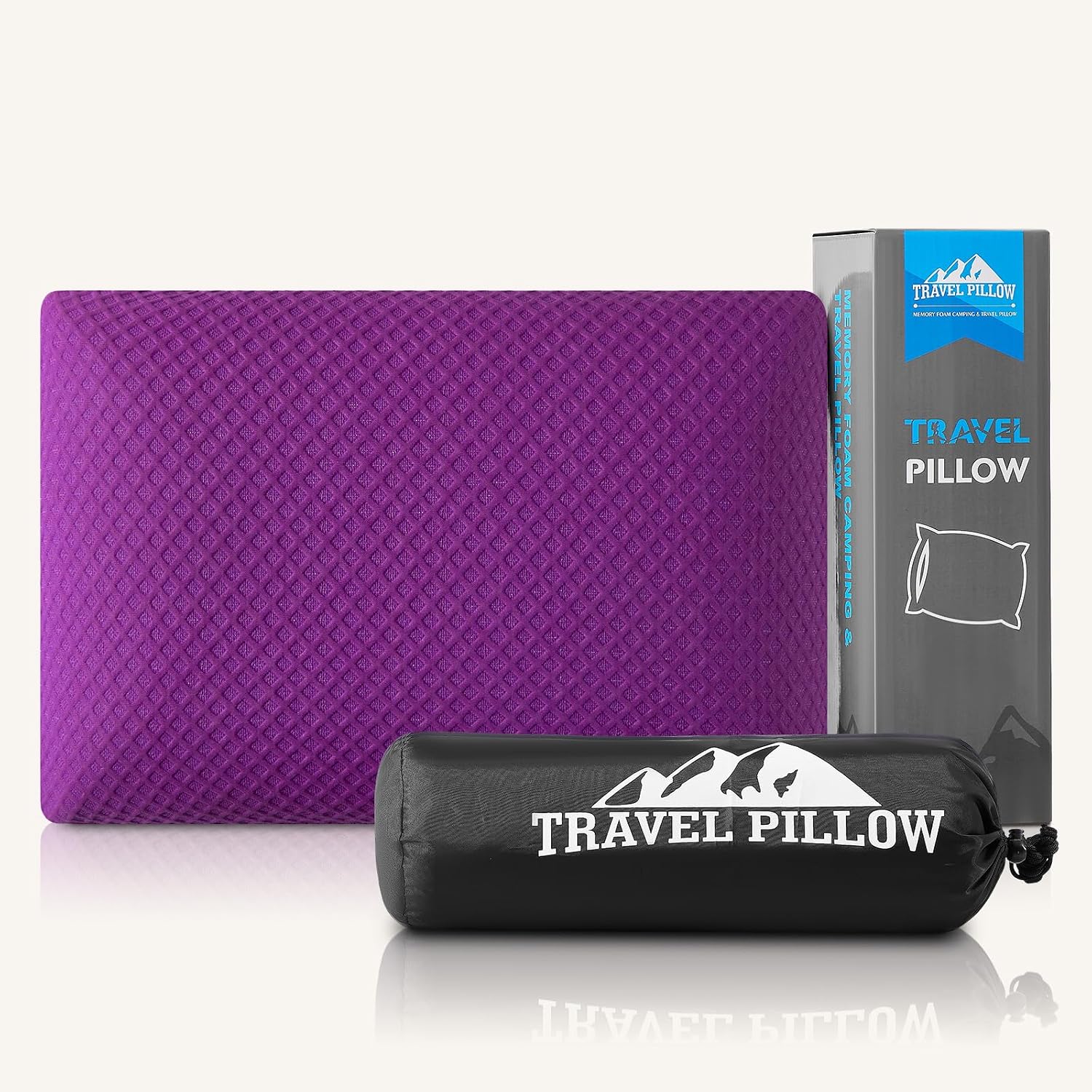 Peujew Travel Pillow Memory Foam Pillows, Camping Pillow-Compressible Medium Firm, Breathable Cover, Ideal Backpacking Hiking, Bed Pillows,…