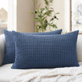 Softalker Throw Pillow Covers 12x20 Inch, Set of 2, Soft Corduroy Boho Stripe Decorative Pillow Cover, Couch Fluffy Pillow Cover for…