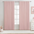 Qjmydeco Cute Baby Pink Blackout Curtains 70 Inches Extra Wide Pleated for Grils Bedroom 2 Panels Set, 96 Inch Long Curtain for Sliding Gla…