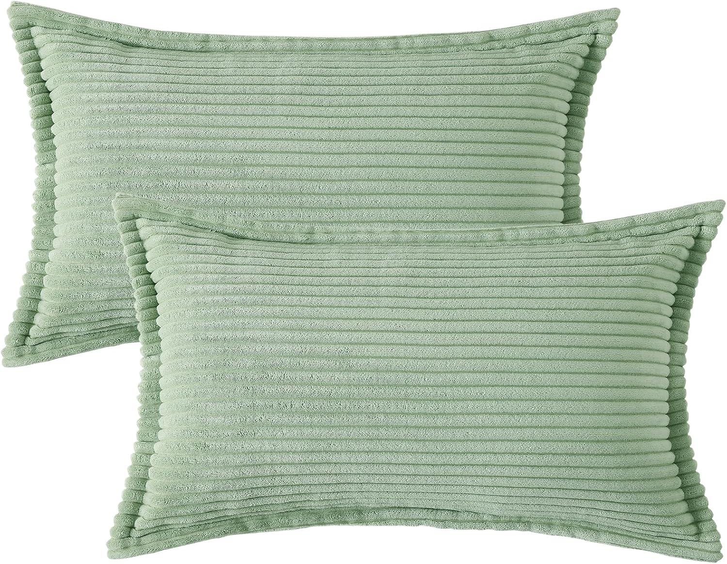 Mecatny Corduroy Summer Throw Pillow Covers 12x20 Set of 2, Neutral Decorative Soft Boho Lumbar Couch Pillow Covers with Broadside for…