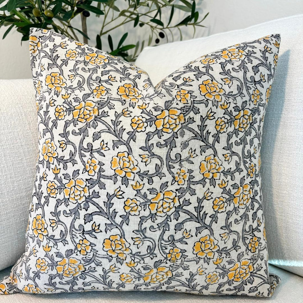 LineandLoop Linen Yellow Pillow Throw Pillow Covers 20x20 inch Pillow Farmhouse Style Spring Decorative Pillow Covers for Couch Living Room…