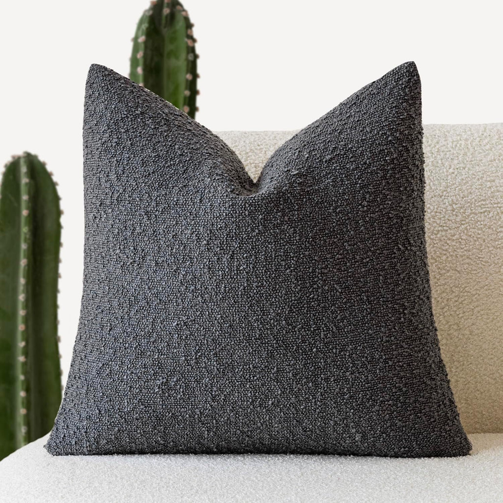 Foindtower Textured Boucle Throw Pillow Covers Accent Solid Pillow Cases Cozy Soft Decorative Couch Cushion Case for Chair Sofa Bedroom…