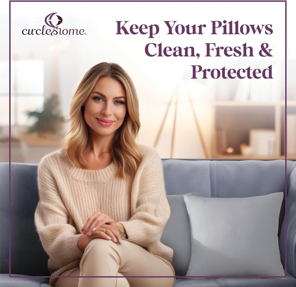 CIRCLESHOME Throw Pillow Protectors - 100% Cotton Breathable Pillowcases - 24 X 24 Square Pillowcases - Protects Pillows from Dirt, Dust…