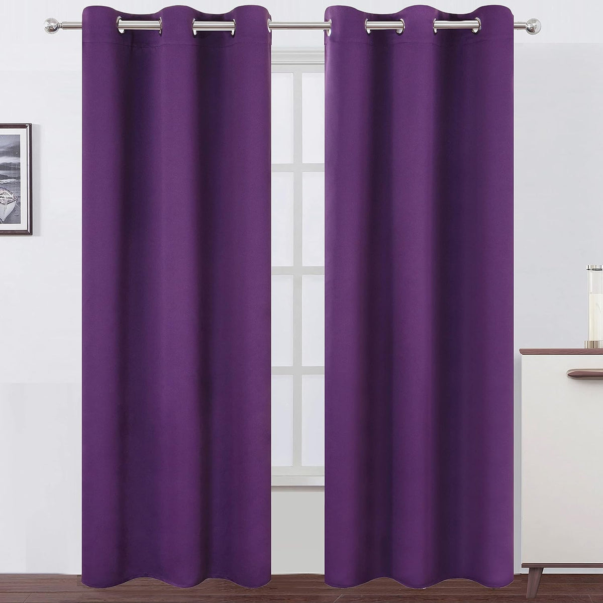 Lemomo Purple Blackout Curtains 34 x 84 Inch Length/Set of 2 Curtain Panels/Thermal Insulated Room Darkening Blackout Curtains for Bedroom…