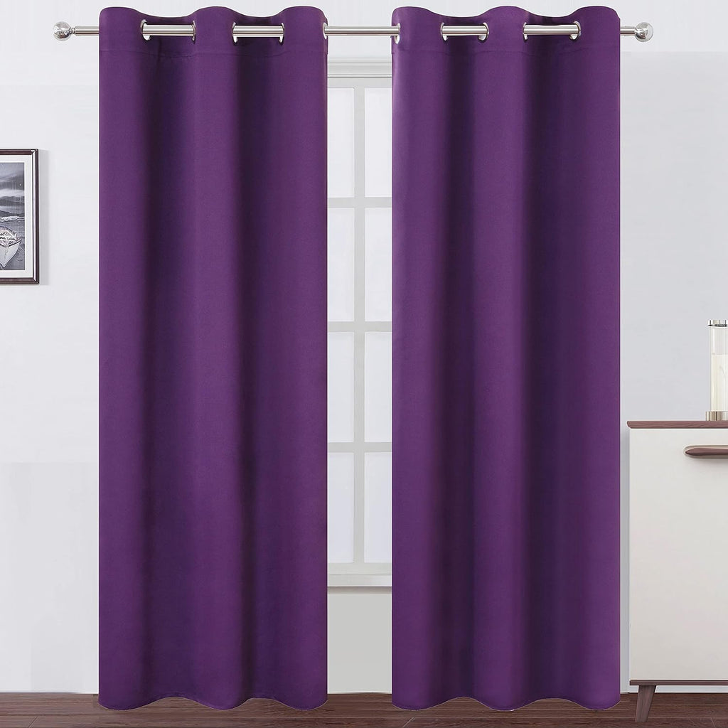 Lemomo Blackout Curtains 42 x 84 Inch/Purple Curtains Set of 2 Panels/Room Darkening Curtains for Living Room and Bathroom 84 Inch silver