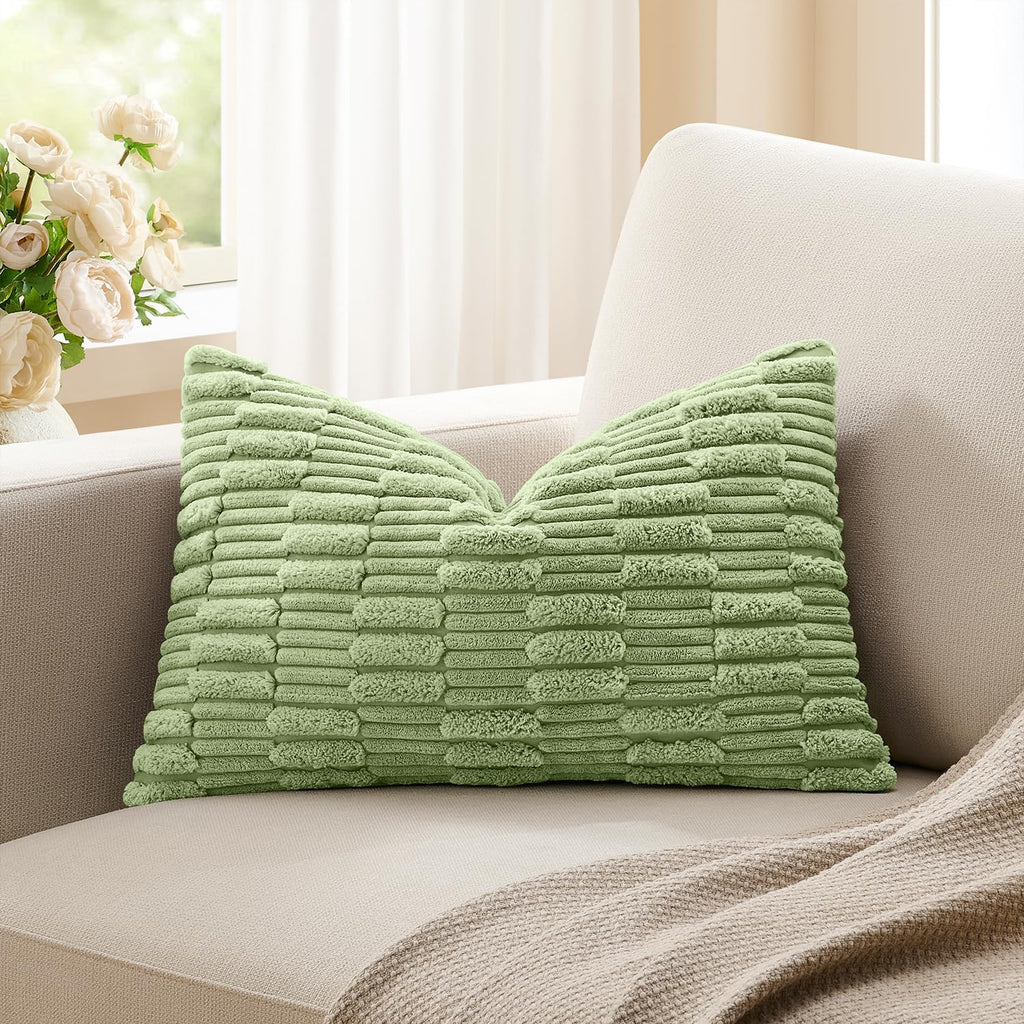 KevinTextile Kevin Textile 14x24 Inch Lumbar Pillow Cover 1 Pack Soft Plush Stripe Decorative Rectangle Cushion Elegant Double-Sided Cordur…