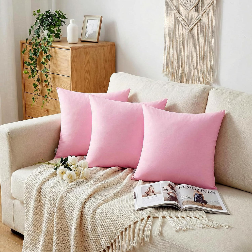 Thmyo 4-Pack 100% Cotton Comfortable Solid Decorative Throw Pillow Case Square Cushion Cover Pillowcases Sublimation Blank DIY Pillow Cover…