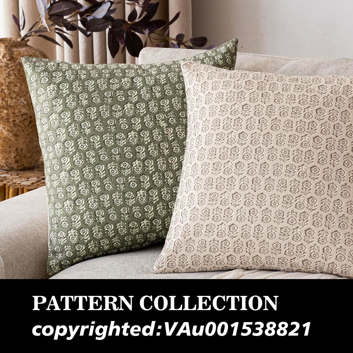 Foindtower Set of 2 Decorative Vintage Floral Print Throw Pillow Covers Neutral Modern Farmhouse Cushion Covers Boho Home Decor for Sofa…