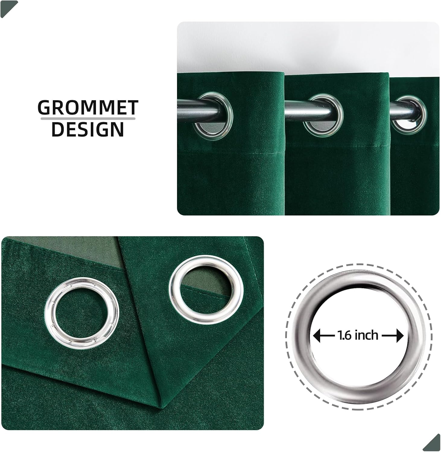 Joydeco Dark Green Velvet Curtains 84 Inches Length, Grommet Curtains 2 Panels, Thermal Insulated Privacy Room Darkening Window Drapes for…