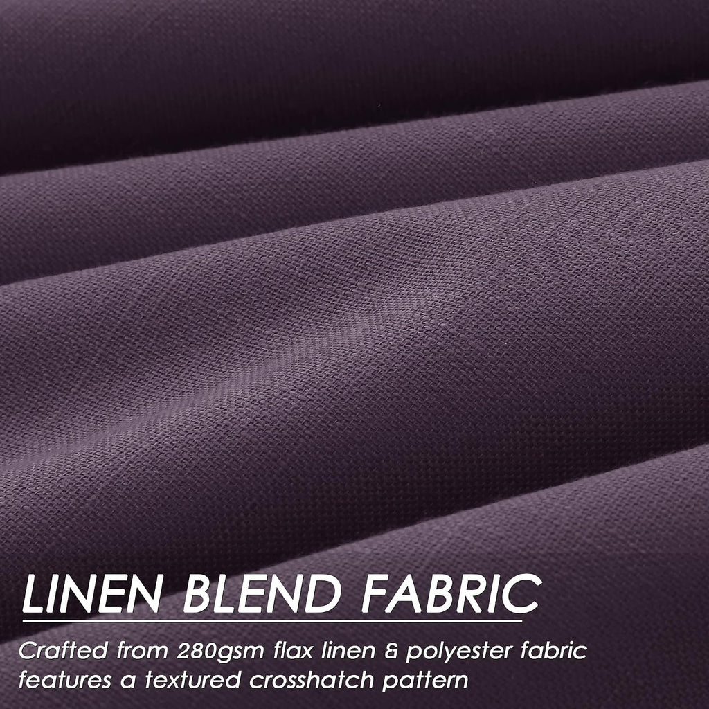Nanspring Plum 100% Blackout Linen Curtains 108 Inches Long for Bedroom Back Tab Thermal Insulated Luxury Modern Boho Decor Black Out Curta…