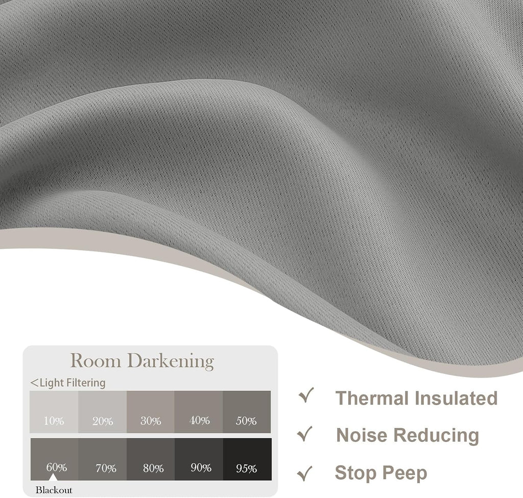 Gwine Light Grey Blackout Curtains for Bedroom 96 Inch Length, Room Darkening Energy Saving Black Out Curtains for Living Room, Window…