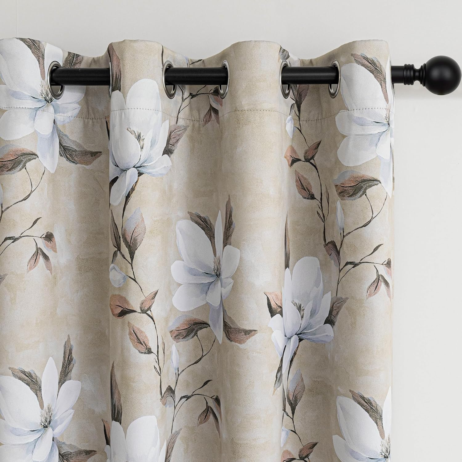 Myskyhome MYSKY HOME Floral Blackout Curtains 90 Inches Length 2 Panels Set - Black Out Thermal Insulated Privacy Protect Modern Spring Flo…