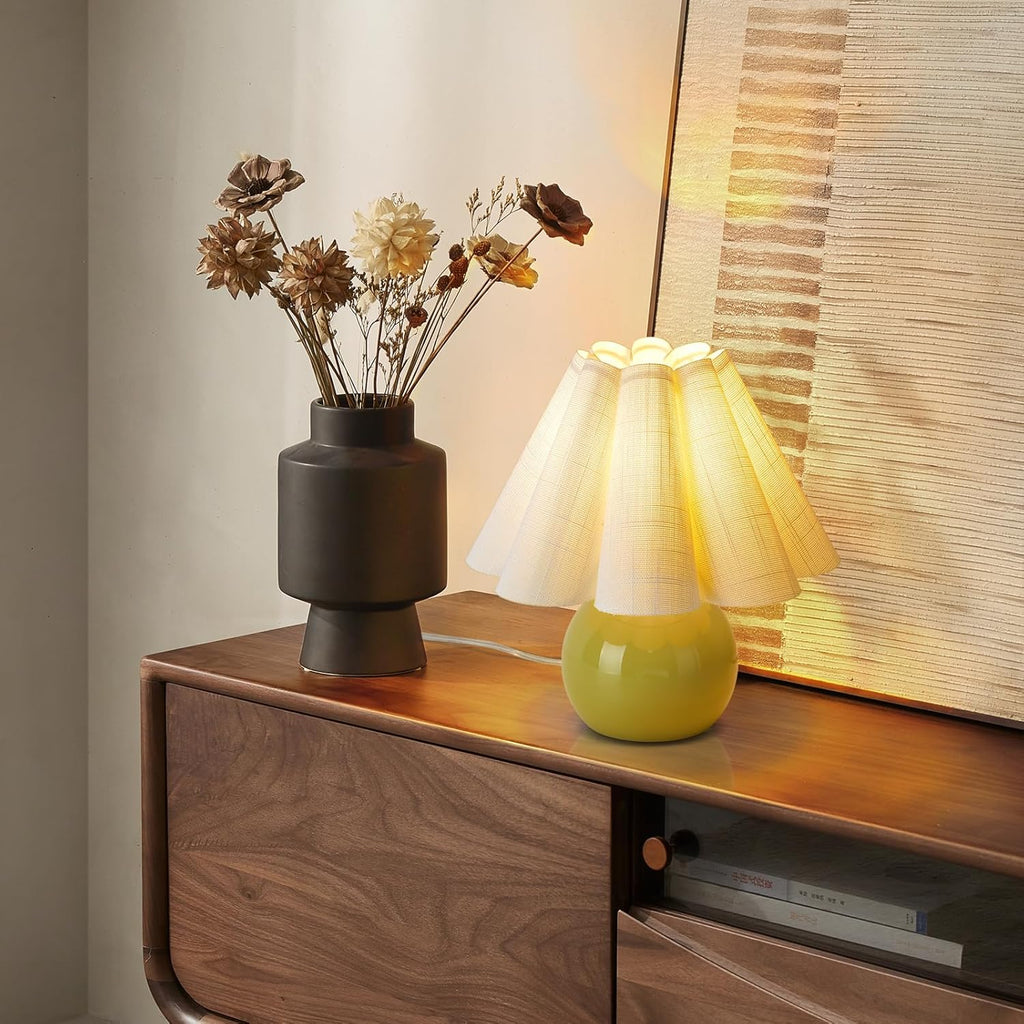Ziqqeelam Green Small Bedside Mini Table Lamp for Bedroom, Cute Bedroom Lamps for Nightstand, Cute Mini Table Lamps for Small Spaces with…